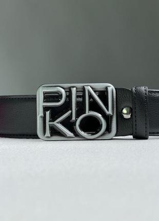 Женский ремень пинко черный пояс pinko text leather belt black/silver5 фото