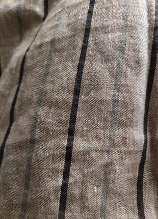 Рубашка лен льняная оверсайз свободная прямая крой полоска классика мужская сорочка льон8 фото