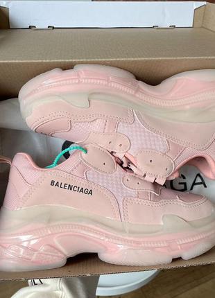 Жіночі кросівки balenciaga triple s clear sole pink6 фото