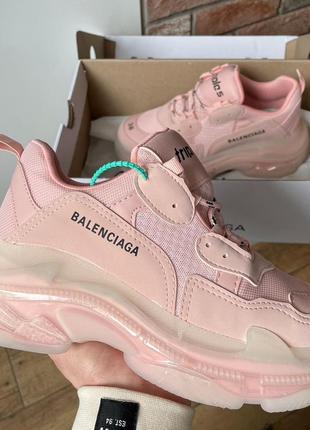 Жіночі кросівки balenciaga triple s clear sole pink9 фото