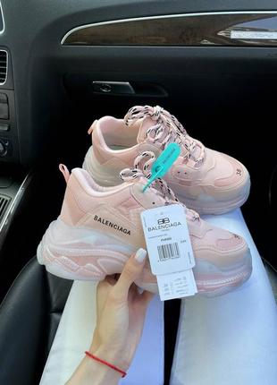 Жіночі кросівки balenciaga triple s clear sole pink