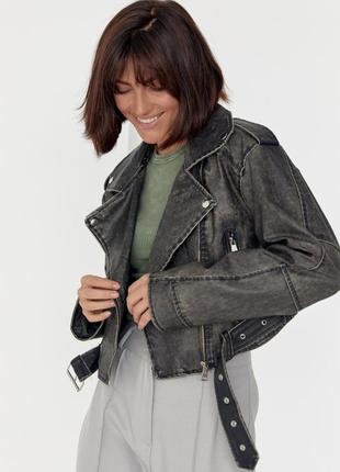 Женская укороченная куртка - косуха в винтажном стиле