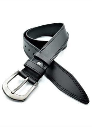 Чоловічий шкіряний ремінь weatro 3,8 х 105-125 см чорний ua-38mkr-0027
