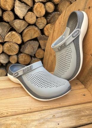 Мужские кроксы crocs literide 360 light grey/ slate grey1 фото