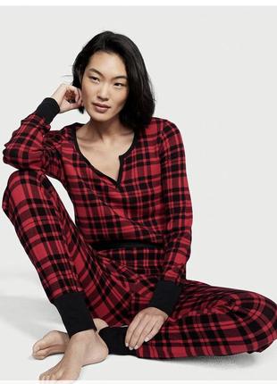 Женская термо пижама костюм для дома лонгслив брюки victoria's secret thermal long pj set материал хлопок