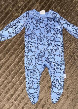 Голубой человечек детский боди ромпер 0-3 месяца