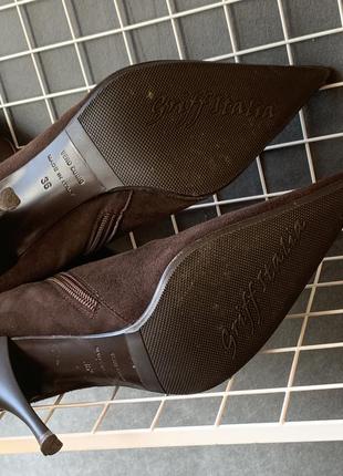 🎁розпродаж та подарунки🔥 griff italia vero cuoio италия кожаные замшевые ботильоны на каблуке сапоги длинный носик натуральные брендовые10 фото