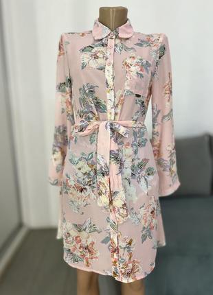 Милое платье-рубашка в цветочный принт No378 фото