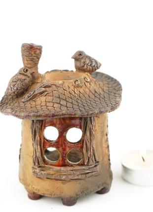 Аромалампа домик с птичками керамика aroma lamp предохраняет дом4 фото