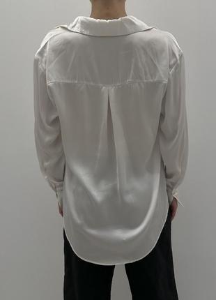 Zara сатинова біла молочна сорочка блузка з вирізом5 фото