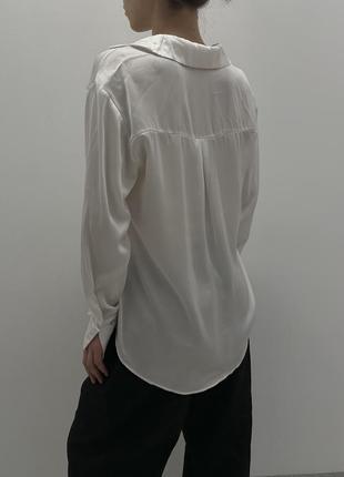 Zara сатинова біла молочна сорочка блузка з вирізом6 фото