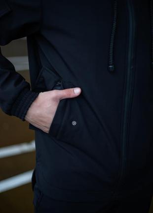 Куртка ветровка мужская повседневная водоневпроницаемая с капюшоном черная весна осень8 фото