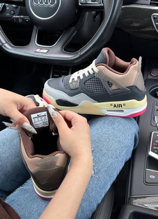 Кроссовки nike air jordan 4 x off-white grey pink6 фото