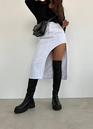 Високі шкіряні преміальні ботфорти, натуральна шкіра, масивна підошва, добре...