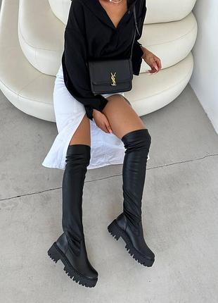 Високі шкіряні преміальні ботфорти, натуральна шкіра, масивна підошва, добре...