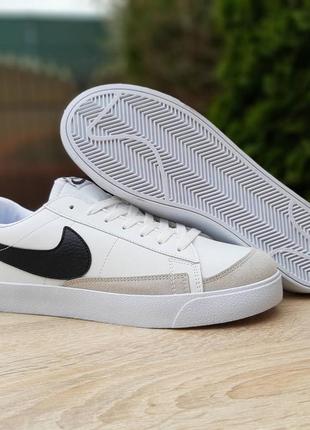 Nike blazer low низькі білі з чорним кросівки чоловічі шкіряні найк блейзер кеди осінні відмінна якість низькі9 фото