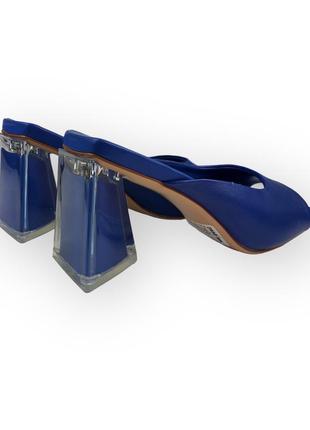 Женские кожаные сабо синие с фигурным каблуком, шлепанцы h5269-1311-h619 lady marcia 2659 41, синий5 фото