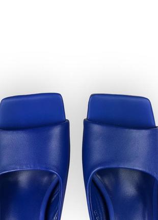 Женские кожаные сабо синие с фигурным каблуком, шлепанцы h5269-1311-h619 lady marcia 2659 41, синий8 фото