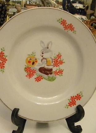 Тарелка детская колобок фарфор ссср барановка