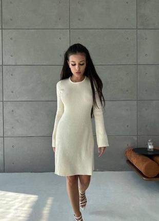 Базова сукня рубчик відкрита спинка шнурівка по коліно демі 2 кольори2 фото
