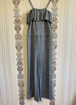 Стильный брючный комбинезон, серый комбез, длинный ромпер