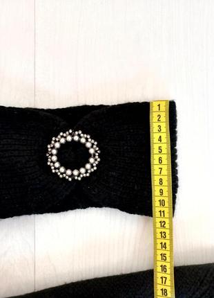 Пов'язка h&m тепла чорна з брошкою шарф комплект набір3 фото