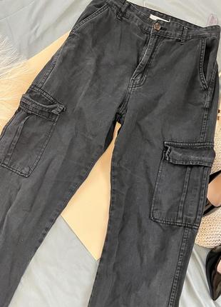 Винтажные брюки карго брюки с карманами прямые брюки джинсы карго с потертостями3 фото