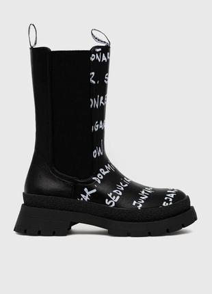 Черевики desigual жіночі колір чорний на плоскому ходу розмір 36, 37, 38, 39, 40