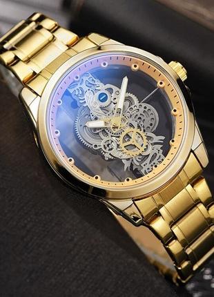 Мужские наручные кварцевые часы скелетон luxury fashion2 фото