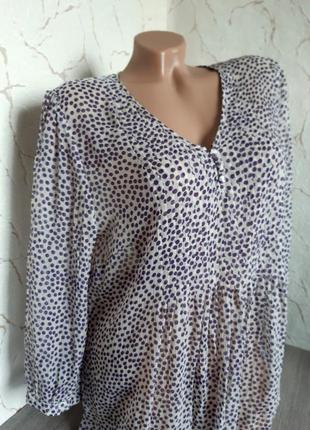 Шёлк блуза блузка  белая в фиолетовый горох ,50-52 р.2 фото