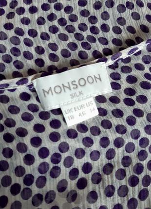 Шёлк блуза блузка  белая в фиолетовый горох ,50-52 р.4 фото