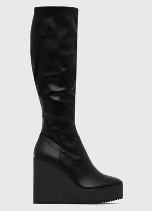 Чоботи steve madden justly жіночі колір чорний на танкетці розмір 36, 37, 38, 39, 40, 41