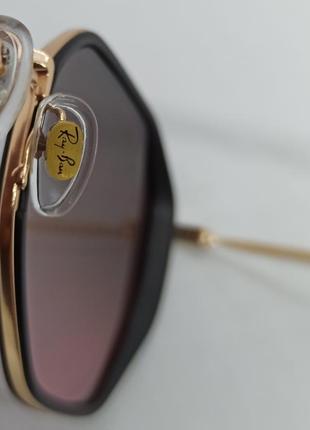 Ray ban очки унисекс солнцезащитные ромбовидные коричнево розовый градиент в золотом металле6 фото