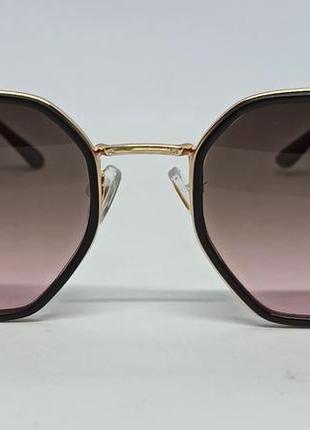 Ray ban очки унисекс солнцезащитные ромбовидные коричнево розовый градиент в золотом металле2 фото