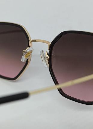 Ray ban очки унисекс солнцезащитные ромбовидные коричнево розовый градиент в золотом металле9 фото