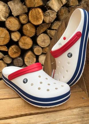 Чоловічі крокси сабо crocs crocband blue white усі розміри у наявності