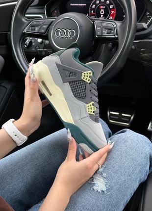 Кроссовки nike air jordan 4 x off-white grey green beige7 фото