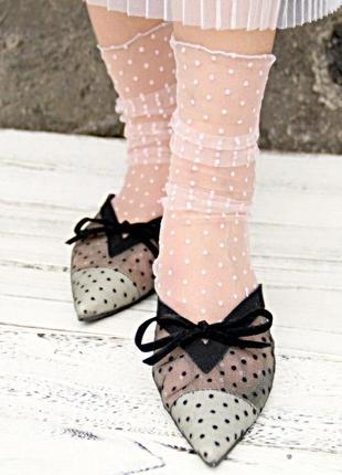 Носки чулки прозрачные из сетки носочки кружевные кружево ажурные в горошек фатиновые аниме косплей jk tie6 фото