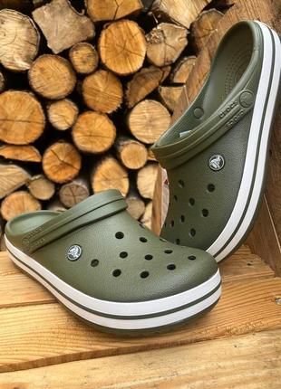 Чоловічі крокси сабо crocs crocband army green усі розміри у наявності