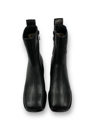 Женские кожаные деми ботинки черные с квадратным носком на широком каблуке h1216-z1095-2155 brokolli 25186 фото