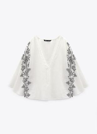Роскошная льняная блуза вышиванка zara4 фото