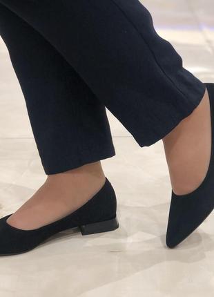 Женские офисные туфли балетки на низких каблуках замшевые с острым носком s880-73-r019a-9 lady marcia 28811 фото