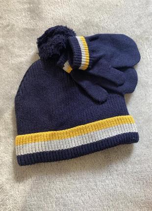 Набір тепла шапка на флісі і рукавички  для хлопчика1 фото
