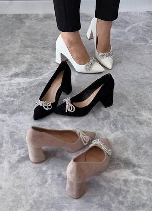 Модные женские замшевые туфли с бантиком9 фото