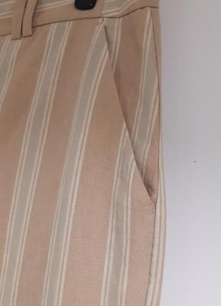 Штани прямого крою в смужку marks & spencer із змішаного льону4 фото