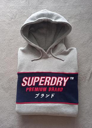 Брендовая толстовка удлиненная superdry. унисекс.