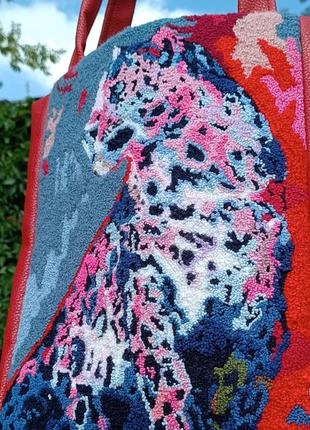 Сумка ручної роботи леопард червона замінник шкіри