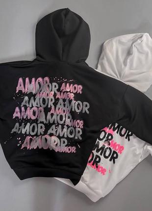 Оверсайз худі з принтом amor
