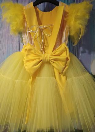 Нарядна пишна жовта  сукня7 фото