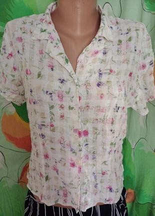 Брендовая рубашка-блузка в цветы цветочный принт